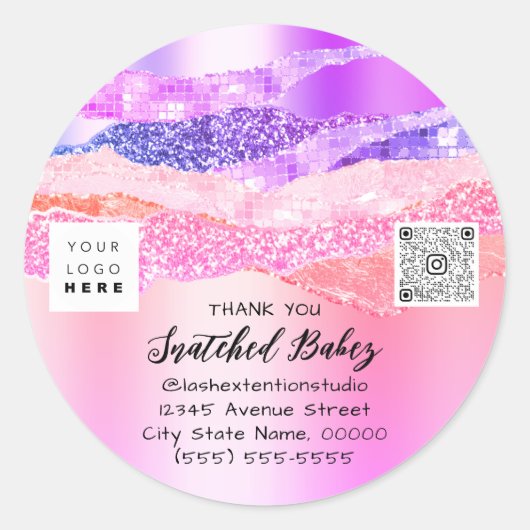 Hartelijk dank Logo QR-code Roze online winkelroze Ronde Sticker (Voorkant)