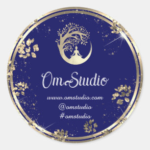 Hartelijk dank, Logo Yoga Mindfulness Shop Gold Bl Ronde Sticker