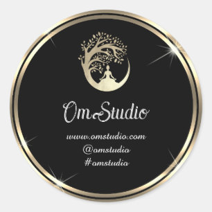 Hartelijk dank, Logo Yoga Mindfulness Shop Gold Bl Ronde Sticker