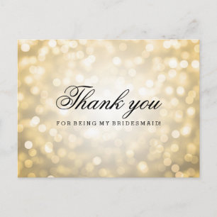 Hartelijk dank, mevrouw Bridesmaid Gold Glitter Li Briefkaart