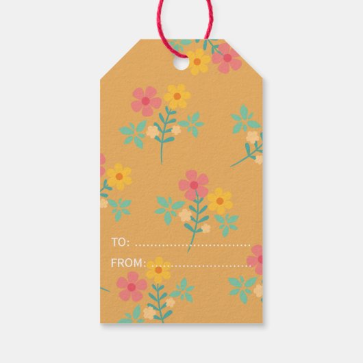 Hartelijk dank, mevrouw Retro Daisy Bouquet Patter Cadeaulabel (Achterkant)