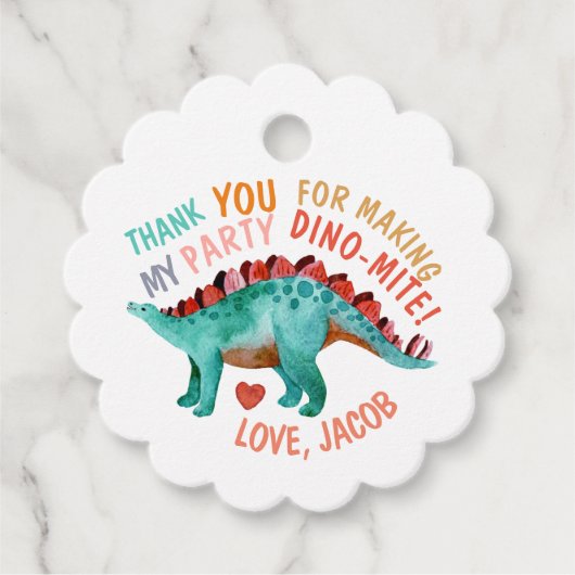 Hartelijk dank, mijnheer de Waterverf-Dinosaur. Bedankjes Labels (Voorkant)