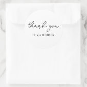 Hartelijk dank, modern handschrift zwart wit ronde sticker (Tas)