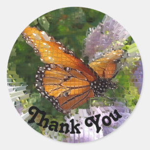 Hartelijk dank, Monarch Butterfly Foto Tegel Flora Ronde Sticker