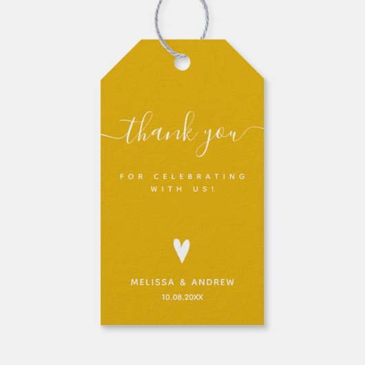Hartelijk dank - Mustard Yellow Weddenschap Favor Cadeaulabel (Achterkant)