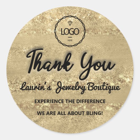 Hartelijk dank. Naam aangepaste Logo goudwinkel Ronde Sticker (Voorkant)