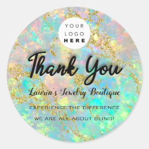 Hartelijk dank. Naam aangepaste Logo Holograaf Gol Ronde Sticker