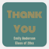 Hartelijk dank, Oranje blauw en grijs Afstuderen Vierkante Sticker (Voorkant)