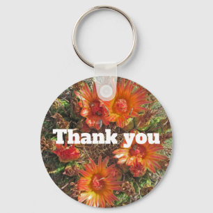 Hartelijk dank, Oranje Cactus Flower Floral Sleutelhanger