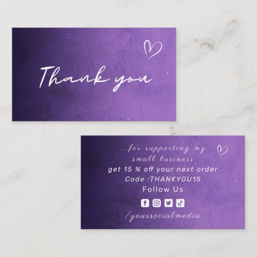 Hartelijk dank, Paarse nacht Cosmic Sky Galaxy Tre Visitekaartje (Voorkant / Achterkant)