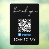 Hartelijk dank: QR-code voor betaling via Venmo Sc Raamsticker (Vel 3)