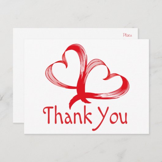 Hartelijk dank, rood en wit Briefkaart met dubbel  (Voorkant / Achterkant)