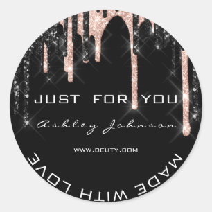 Hartelijk dank, Roos Black Made with Love Name mak Ronde Sticker