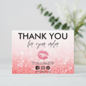 Hartelijk dank Roos Glitter Pink Lips Media Insert (Staand voorkant)