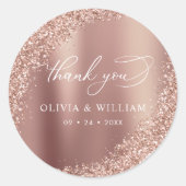 Hartelijk dank, Roos Gold Glitter Wedding Ronde Sticker (Voorkant)