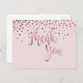 Hartelijk dank, Roos Gold Pink Glitter Confetti Briefkaart (Voorkant / Achterkant)