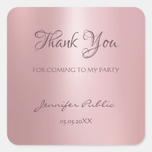 Hartelijk dank Roos Gold Sjabloon handschrift Vierkante Sticker
