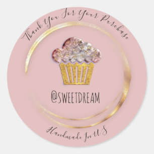 Hartelijk dank, Roos Gold Sweet Muffin Food Online Ronde Sticker