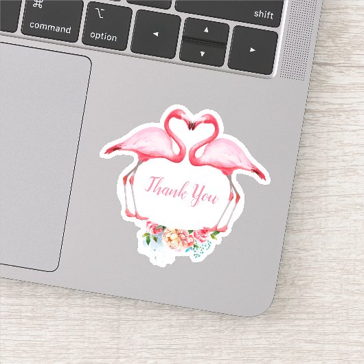 Hartelijk dank, roze flamingos Floral Sticker (Detail)