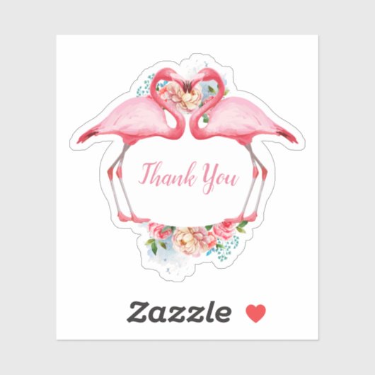 Hartelijk dank, roze flamingos Floral Sticker (Vel)