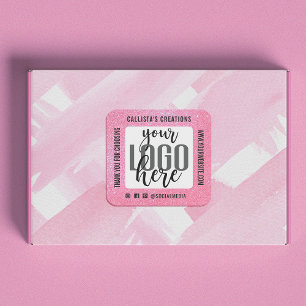 Hartelijk dank, roze Logo voor uw spaarbankroet Vierkante Sticker