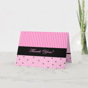 Hartelijk dank, roze streep bedankkaart