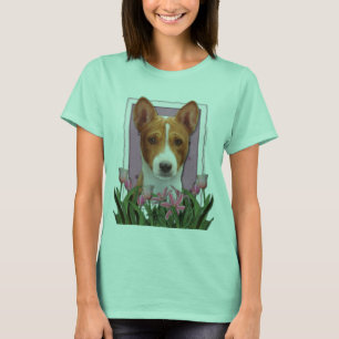 Hartelijk dank - roze Tulips - Basenji T-shirt