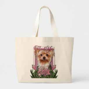 Hartelijk dank - Roze Tulips - Yorkshire Terrier Grote Tote Bag