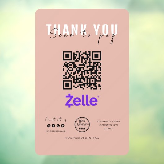 Hartelijk dank Scannen naar betaling Logo QR-code Raamsticker (Vel 3)