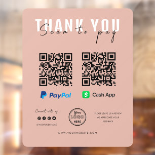 Hartelijk dank Scannen naar betaling Logo QR-code Raamsticker