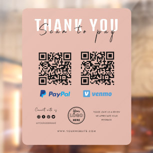 Hartelijk dank Scannen naar betaling Logo QR-code Raamsticker