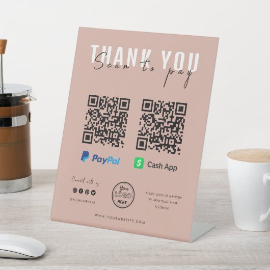 Hartelijk dank Scannen naar betaling Logo QR-code Reclamebord Met Voetstuk (Insitu)