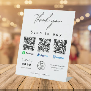 Hartelijk dank Scannen naar betaling Logo QR-code  Reclamebord Met Voetstuk