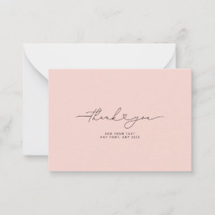 Hartelijk dank Script Hart Elegant 3,5"X2,5" Roze Notitiekaartje