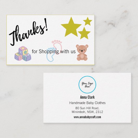 Hartelijk dank Sjabloon van creditcard Winkelverpa Visitekaartje (Voorkant / Achterkant)