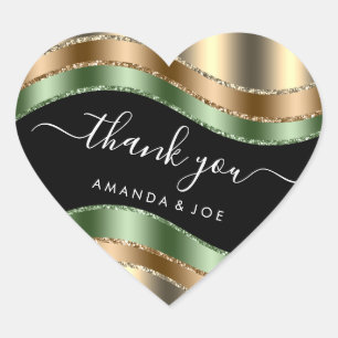 Hartelijk dank, Sweet 16th Bridal Gold Mint Green Hart Sticker