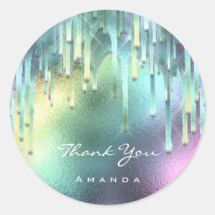 Hartelijk dank: Sweet 16th Bridal Holographic Aqua Ronde Sticker