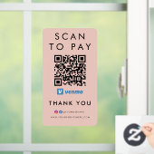 Hartelijk dank, Venmo Scan om QR Code Blush Pink t Raamsticker (Huis)