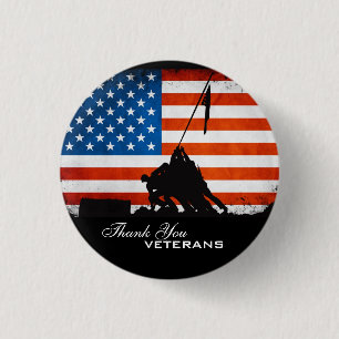 Hartelijk dank, veteranen ronde button 3,2 cm