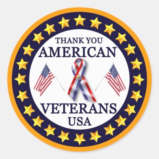 Hartelijk dank, veteranen ronde sticker (Voorkant)