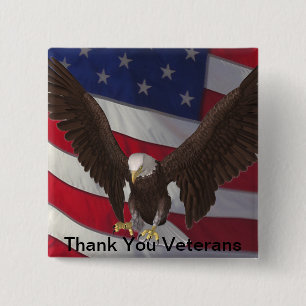 Hartelijk dank, veteranen vierkante button 5,1 cm
