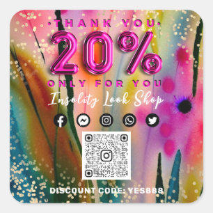 Hartelijk dank voor 20% korting op QR CODE Logo Fl Vierkante Sticker