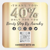Hartelijk dank voor 40% korting op QR CODE Faux Go Vierkante Sticker (Voorkant)
