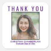 Hartelijk dank voor Afstuderen Paars Black Aangepa Vierkante Sticker (Voorkant)