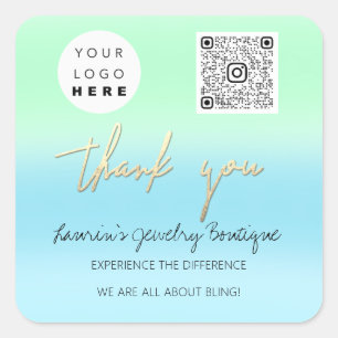 Hartelijk dank voor bedrijfsnaam Logo Qr Winkelbla Vierkante Sticker