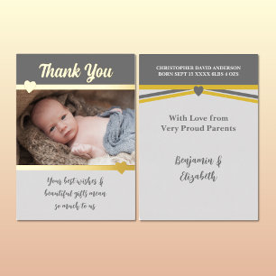 Hartelijk dank voor cadeautjes nieuwe babygrijze b folie uitnodiging