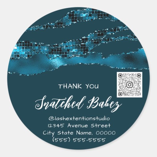 Hartelijk dank voor Cosmetische Logo QR-code Glitt Ronde Sticker (Voorkant)