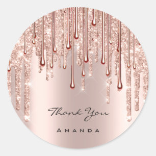 Hartelijk dank voor de 16de Bridal Roos Glitter Sp Ronde Sticker