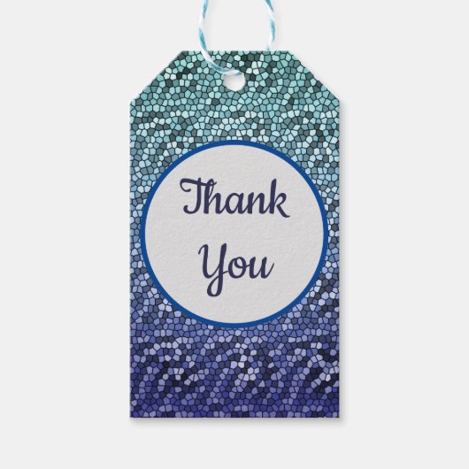 Hartelijk dank voor de Abstracte, mozaïekblauwe da Cadeaulabel (Voorkant)