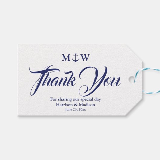 Hartelijk dank voor de blauwe witte Nautical ancho Cadeaulabel (Voorkant (Horizontaal))